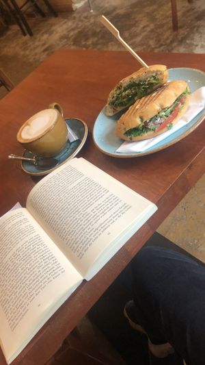 Cappuccino with oat milk and vegan sandwich  at Kaffee Zeit Raum in Berlin