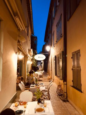The Restaurant by Night. Very cosy and quite Location.  at Zetta in Saint-tropez