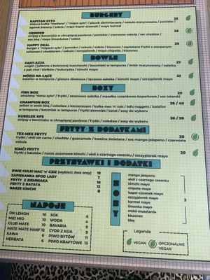 menu at SYTO in Gdynia