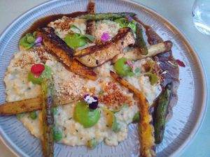 Risotto with roasted king oyster mushrooms at Bellevue in Stuttgart