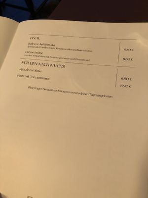 Menu   at Bellevue in Stuttgart