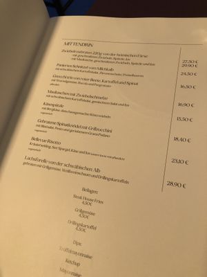 Menu   at Bellevue in Stuttgart