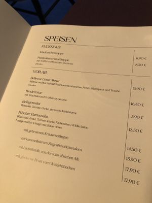 Menu   at Bellevue in Stuttgart