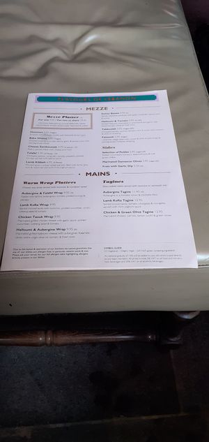 First page of Menu. at Comptoir Libanais in Manchester