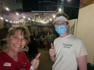 Owner Nick and customer Jane at Pegasus Protein Cafe in Chicago