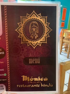 Menu front at Mónica Restaurant Hindú in Oaxaca