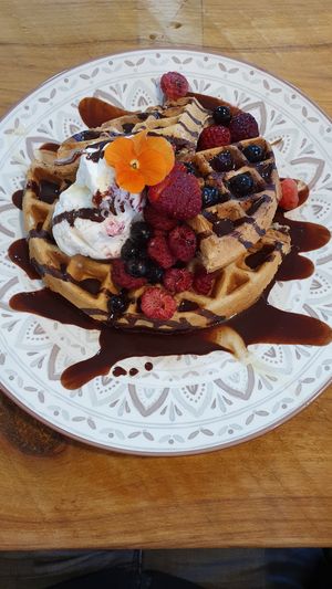 Buckwheat and chai waffles 👌 at Little Things Big Things in Torquay