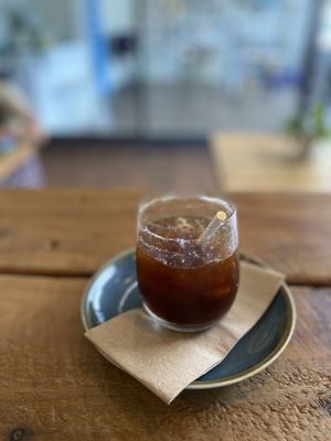 Nice coconut water/iced coffee on a warm day   at Little Things Big Things in Torquay
