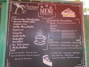 Menu  at Surf Corner Veggie Tapas Cafe in Lanzarote