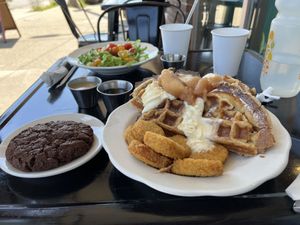 Chicken and waffles / Mexican snickerdoodle  at Madame Zuzu's in Highland Park
