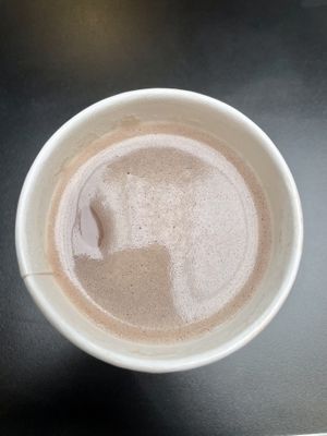 Pumpkin Spice Hot Chocolate with added real smashed pumpkin from the Smashed Pumpkin Latte  at Madame Zuzu's in Highland Park