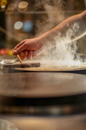 Handmade vegan galette(buckwheat) and vegan crêpes(oat milk) at Creperie Rindermarkthalle in Hamburg
