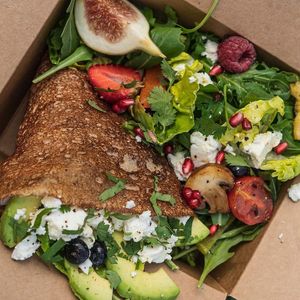 Vegan Greek Crêpes  at Creperie Rindermarkthalle in Hamburg