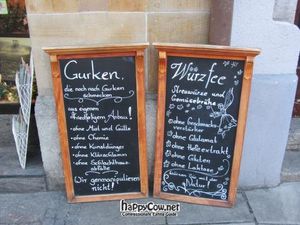 store signs at Lebe Gesund in Stuttgart