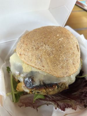 Vegan burger  at Mourapão  in Vilamoura