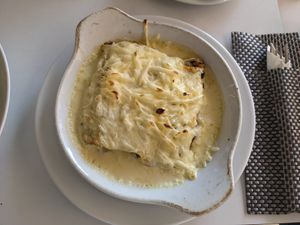 Vegan lasagne at Mourapão  in Vilamoura