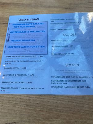 Menu at De Serre van Cleopatra in Wageningen