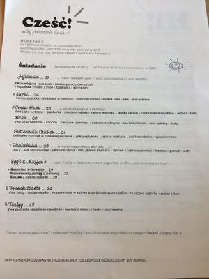 Menu at ŁĄKA BAR in Gdansk