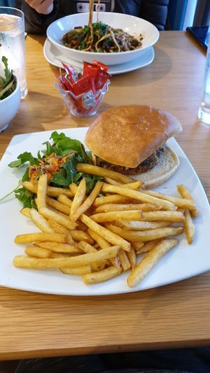 Vg jackfruit burger at The Barn Cafe in Gairloch