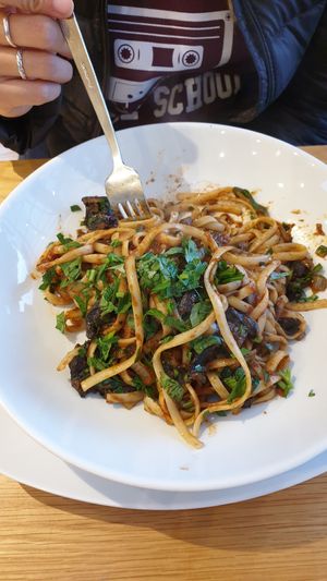 mushroom linguine  at The Barn Cafe in Gairloch