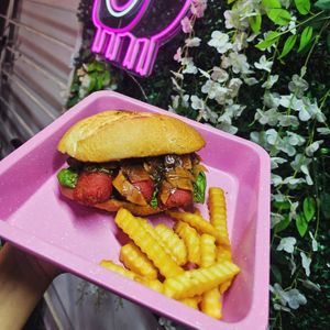 Choripan at El Monchis Vegano in Mexico City