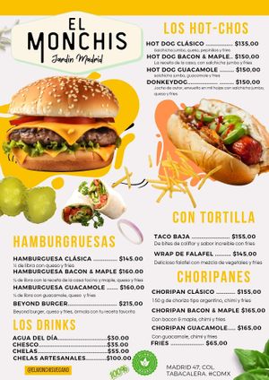 Menú at El Monchis Vegano in Mexico City