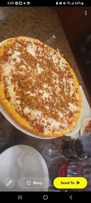 Vegan sausage and meatball ! at Zois Pizza in Seymour