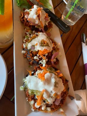 Chorizo sopes with cashew cream at Pangea Tavern in Avon