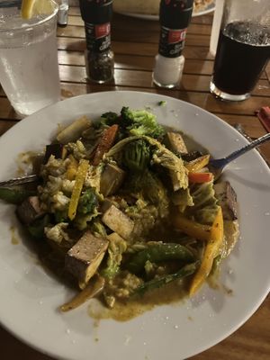 Thai coconut curry with smoked tofu  at Pangea Tavern in Avon