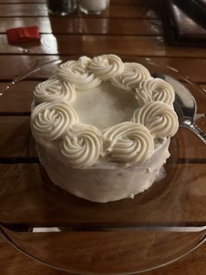Carrot cake with cream cheese icing  at Pangea Tavern in Avon