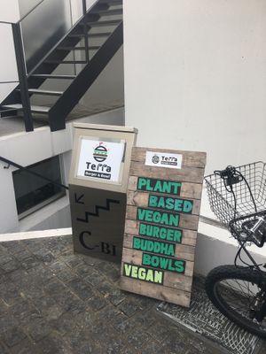 Outdoor sign at Terra Burger & Bowl in Tokyo