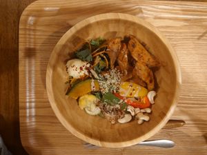 Chick'n bowl at Terra Burger & Bowl in Tokyo