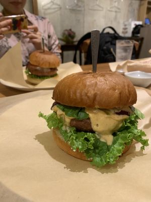 The large size burger at Terra Burger & Bowl in Tokyo