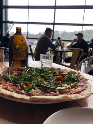Pumpkin & caramelized onion pizza - vegan at Little Creatures Brewing in Auckland
