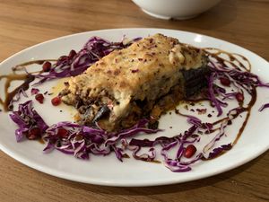 Moussaka at Hippocrates Healthy Eatery in Randwick