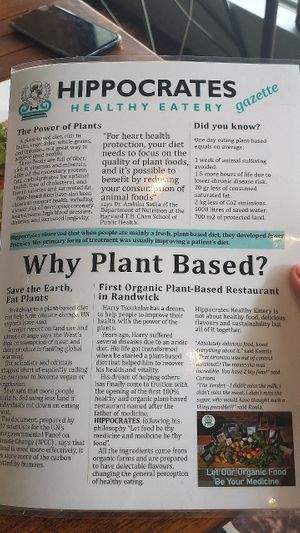 Front page menu at Hippocrates Healthy Eatery in Randwick