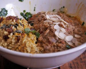 ARES
Vegan Chicken Masala (grilled Jack fruit) with homemade tomato sauce, coconut cream, red lentils, onion, brown basmati rice, turmeric, raisins and walnuts. at Hippocrates Healthy Eatery in Randwick