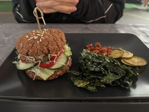 Delicious burger  at Spajz Nyers Vegan Bistro in Sopron