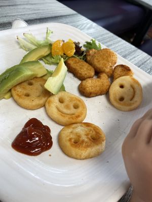 veggie nugs and smiley fries  at White Birch Eatery in Goffstown