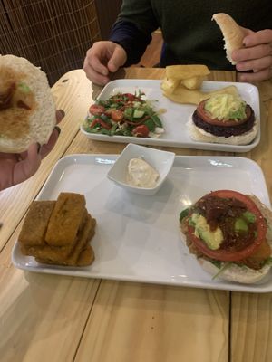 The two burgers they offer at Karibu Vegan Bar & Kitchen in Stroud