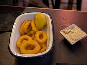 Calamares veganos at Cerveceria La Raposa in Oviedo