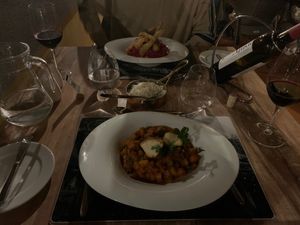 Tofu curry and beetroot risotto at Quinta Do Furão in Santana