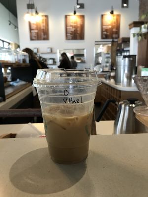 Iced Vanilla Hazelnut Latte, Oat Milk at Isaac's Coffee in Salem