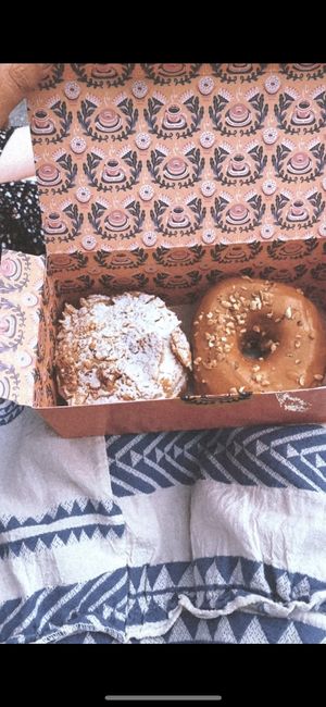 Bienenstich und salted caramel hazelnut  at Brammibal's Donuts - Alexanderplatz in Berlin
