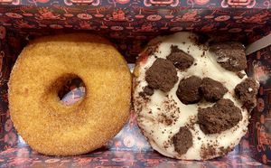 cinnamon sugar, cookies & cream at Brammibal's Donuts - Alexanderplatz in Berlin