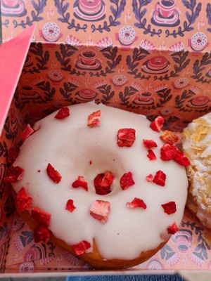 White Choc Strawberry at Brammibal's Donuts - Alexanderplatz in Berlin