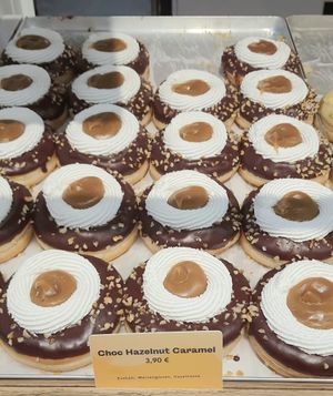 donut "Choc Hazelnut Caramel" #Veganuary at Brammibal's Donuts - Alexanderplatz in Berlin
