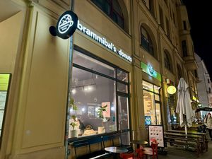 store front #Veganuary at Brammibal's Donuts - Alexanderplatz in Berlin