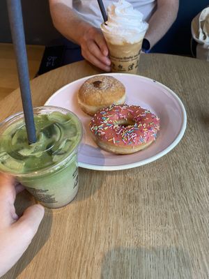 strawberry matcha and espresso frappe  at Brammibal's Donuts - Alexanderplatz in Berlin