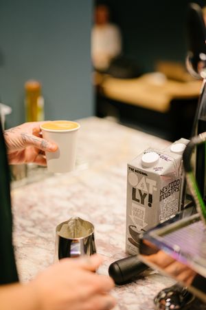 oat flat white at Brammibal's Donuts - Alexanderplatz in Berlin